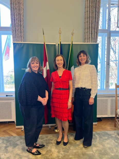 Dr Dee Duffy and Katriona Flynn with Ambassador Elizabeth McCullough (centre), Embassy of Ireland Denmark